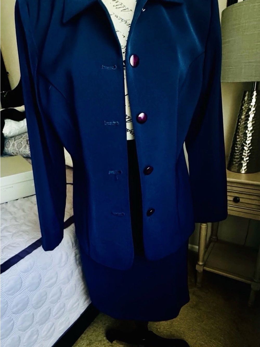 Amanda Smith Dark Navy Tailored Blazer and Skirt Set - Picture 2 of 6